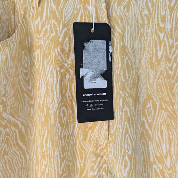 ENA PELLY Woodgrain High Waist Flare Pants, NWT, Yellow, size 10 - Picture 5 of 7